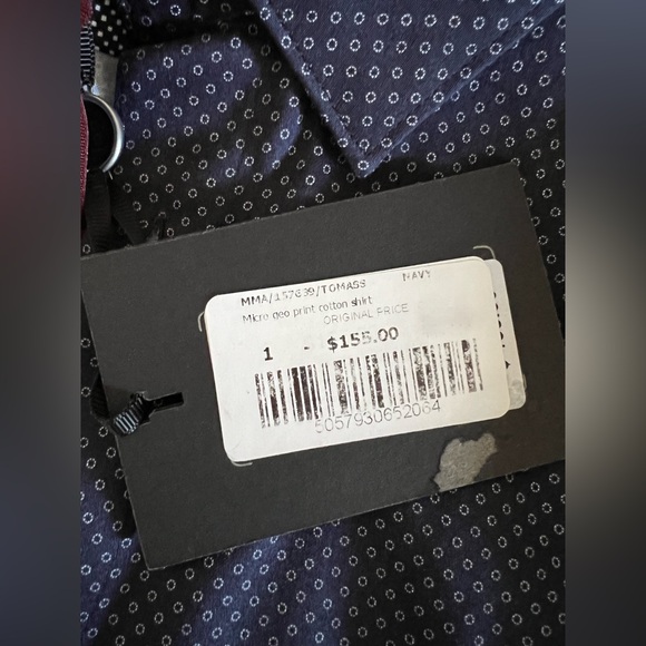 Ted Baker NWT Mens Tomass Micro Geo Print Slim Fit Shirt Navy Size 1 / XS - Picture 8 of 8